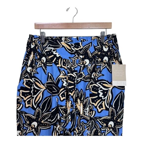 Anthropologie x Calligraphie blue print linen size large - Picture 4 of 8